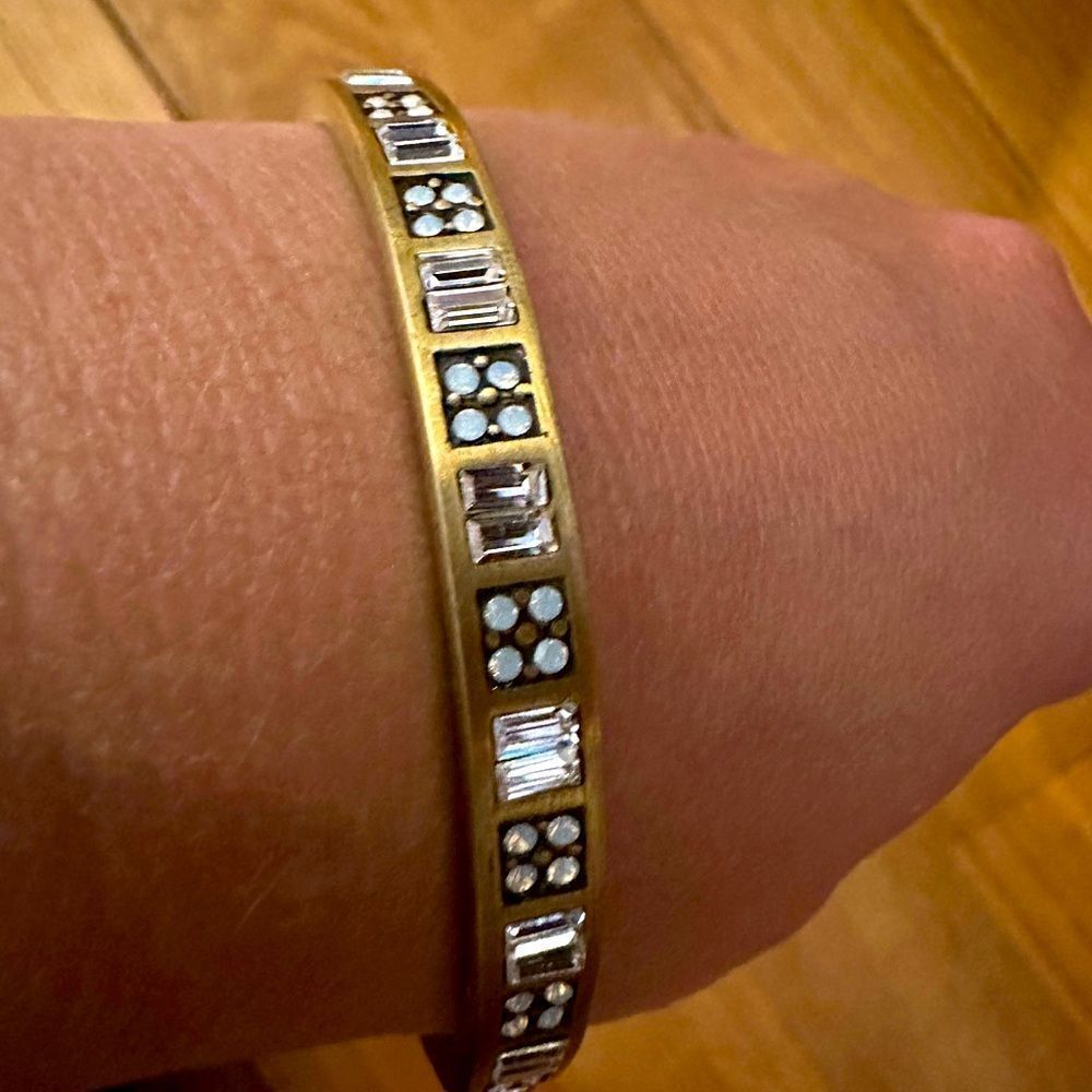 Silpada KR Swarovski crystals bangle brass bracelet - Picture 2 of 3